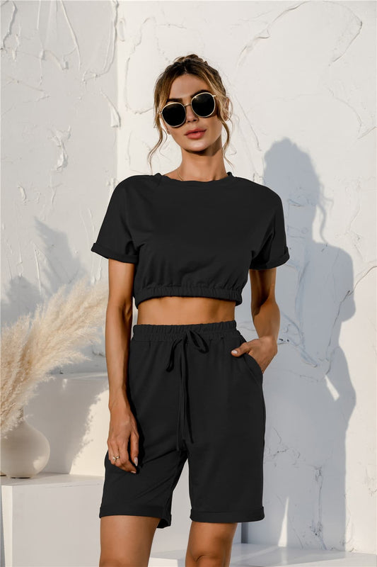 Cropped Top and  Shorts Lounge Set